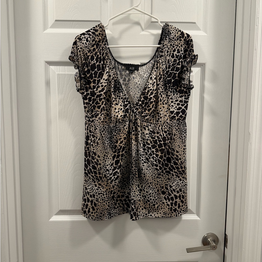 AGB Women's animal Print Y2K Babydoll Top Size XL